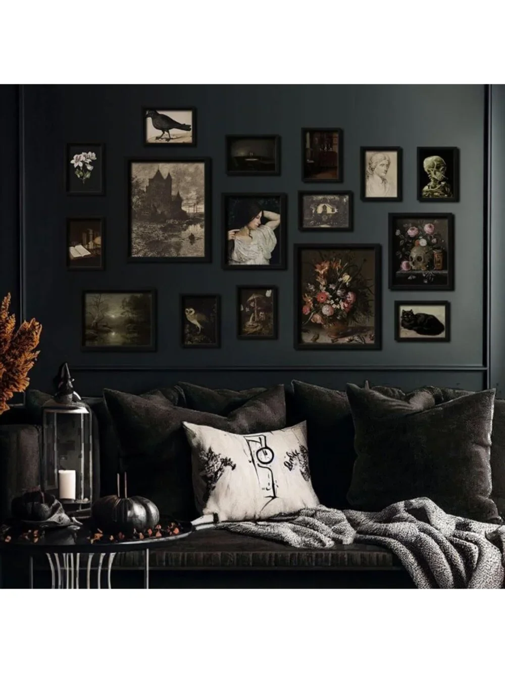 16 PCS Dark Academia Wall Art Set, Gothic Room Decor, Moody Prints for Aesthetic